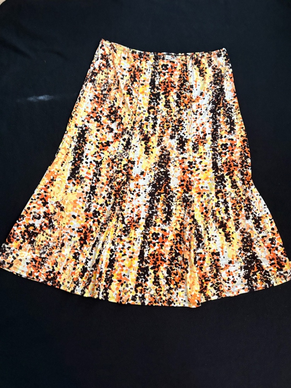 Cato Orange Multi-Print A-Line Skirt